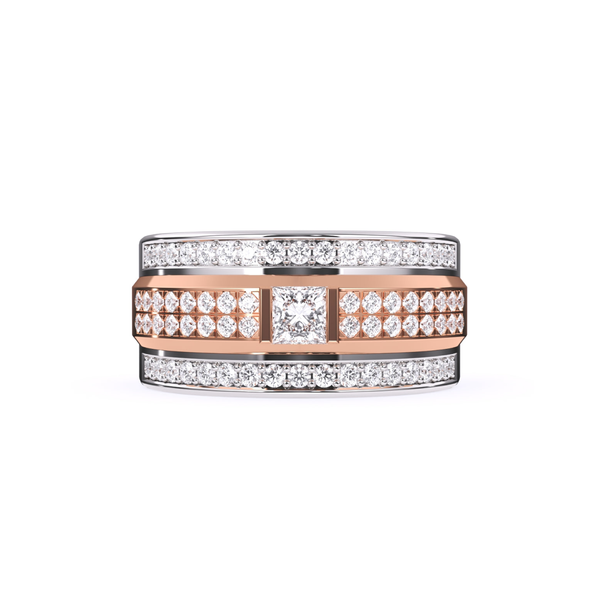 Designer Two Tone Cluster Diamond Ring